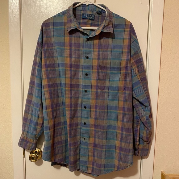 Loafer’s Plaid Button Up - Size 2X Big - Blue, Purple, Jewel Tones - Picture 1 of 8